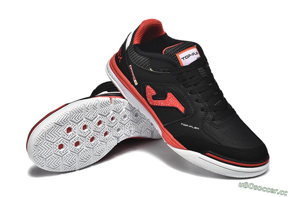 Men's Joma Top Flex IC Indoor & Futsal Low-Tops Football Shoes - Black/Red/White 4
