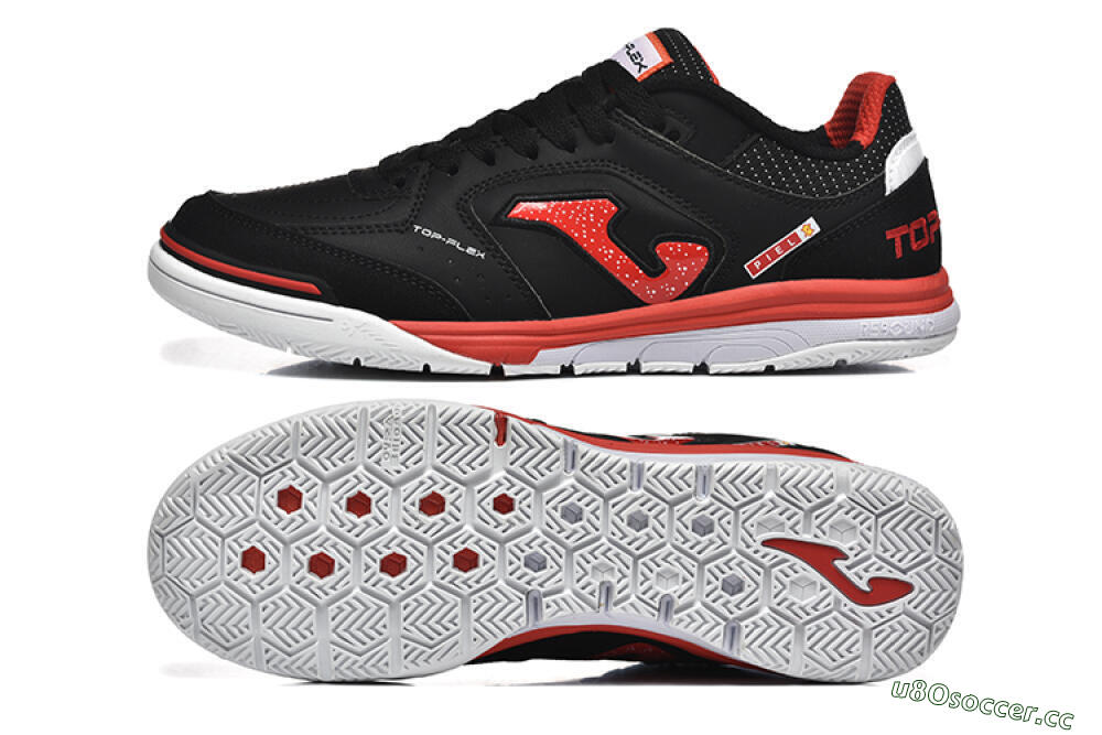 Men's Joma Top Flex IC Indoor & Futsal Low-Tops Football Shoes - Black/Red/White 1