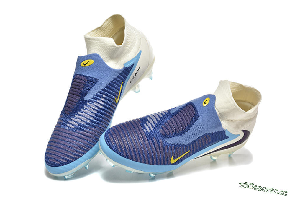 Men's Nike Phantom 6 Elite FG Firm Ground High-Tops Football Boots - Blue/White/Black 6