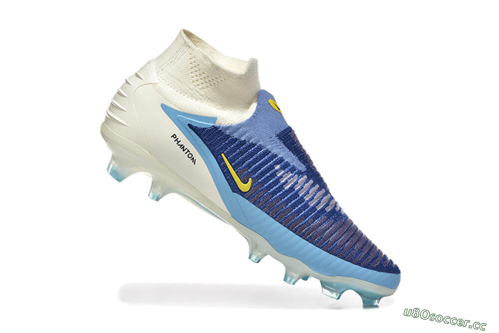 Men's Nike Phantom 6 Elite FG Firm Ground High-Tops Football Boots - Blue/White/Black 7