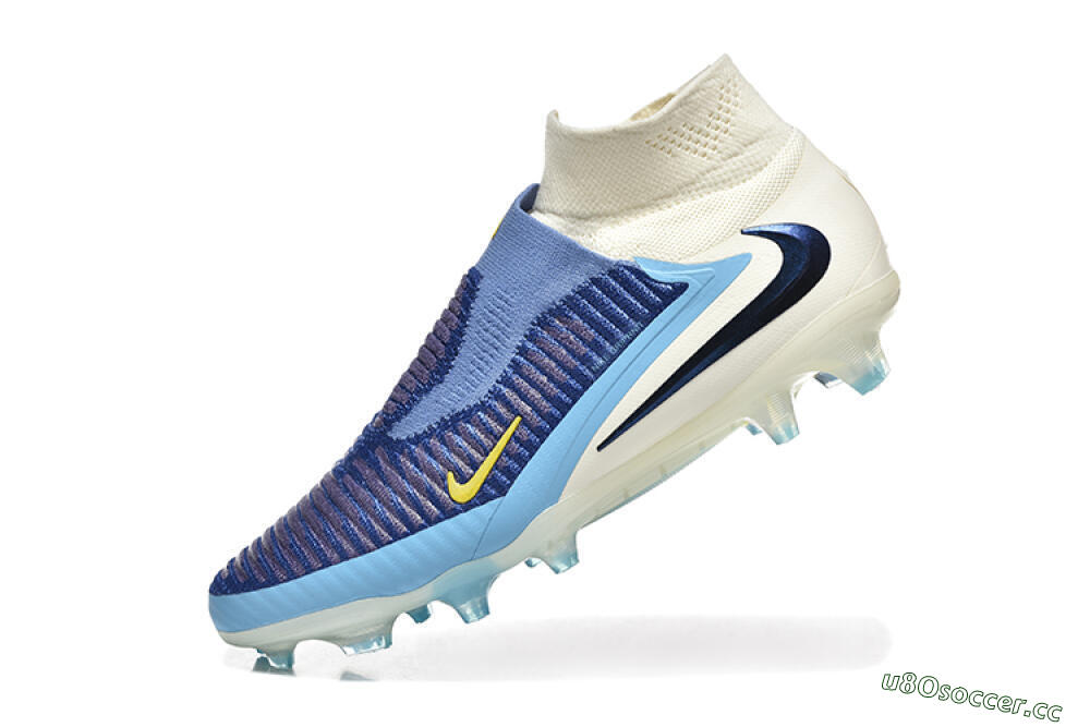Men's Nike Phantom 6 Elite FG Firm Ground High-Tops Football Boots - Blue/White/Black 8