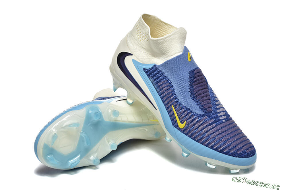 Men's Nike Phantom 6 Elite FG Firm Ground High-Tops Football Boots - Blue/White/Black 4