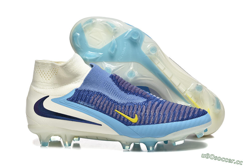 Men's Nike Phantom 6 Elite FG Firm Ground High-Tops Football Boots - Blue/White/Black 2
