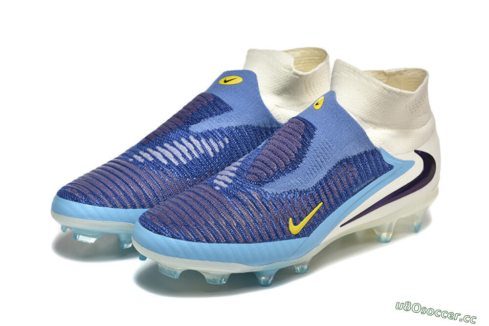 Men's Nike Phantom 6 Elite FG Firm Ground High-Tops Football Boots - Blue/White/Black 5