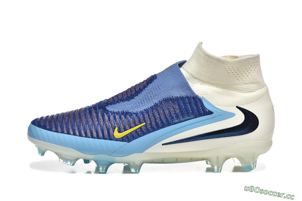 Men's Nike Phantom 6 Elite FG Firm Ground High-Tops Football Boots - Blue/White/Black 0