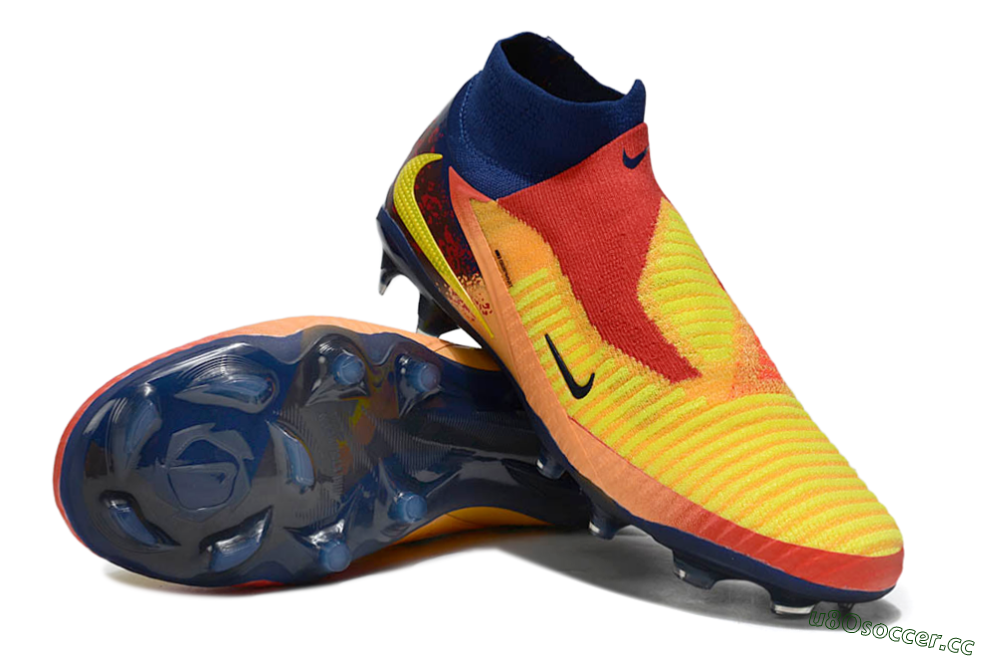 Unisex Nike Phantom 6 Elite FG Firm Ground High-Tops Football Boots - Red/Yellow/Blue 4