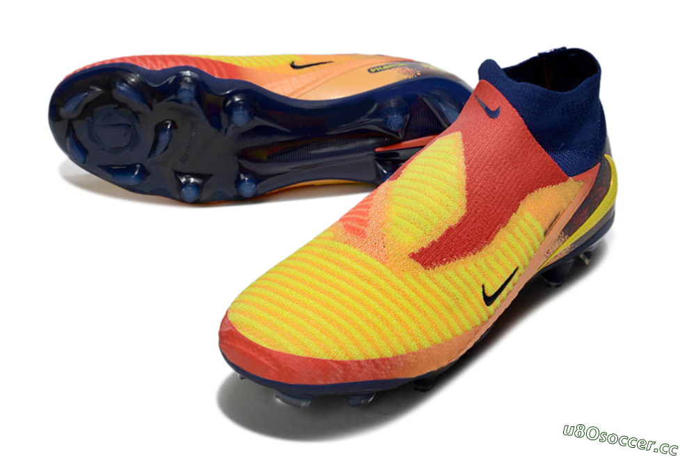 Unisex Nike Phantom 6 Elite FG Firm Ground High-Tops Football Boots - Red/Yellow/Blue 3