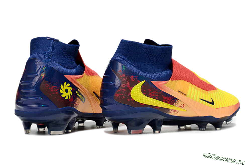 Unisex Nike Phantom 6 Elite FG Firm Ground High-Tops Football Boots - Red/Yellow/Blue 7