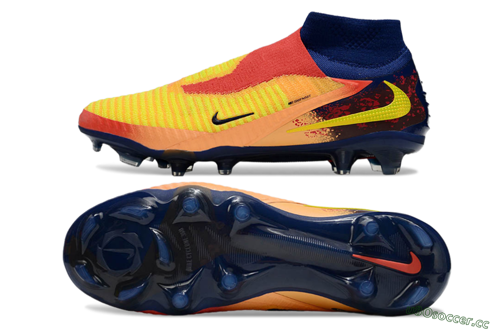 Unisex Nike Phantom 6 Elite FG Firm Ground High-Tops Football Boots - Red/Yellow/Blue 1