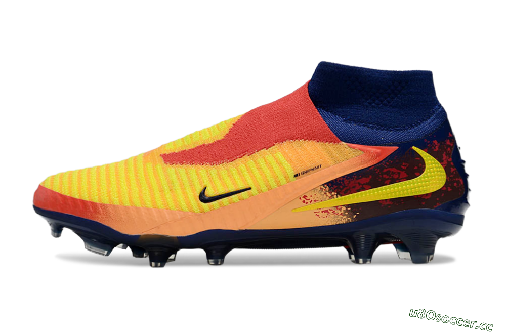 Unisex Nike Phantom 6 Elite FG Firm Ground High-Tops Football Boots - Red/Yellow/Blue 0