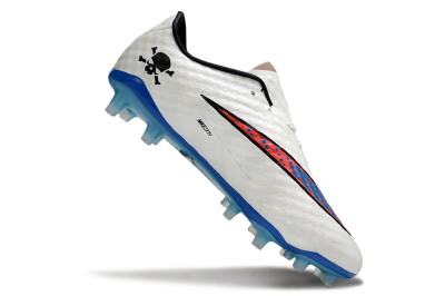 Men's Nike Hypervenom Phantom FG Firm Ground Low-Tops Football Boots - White/Red/Blue