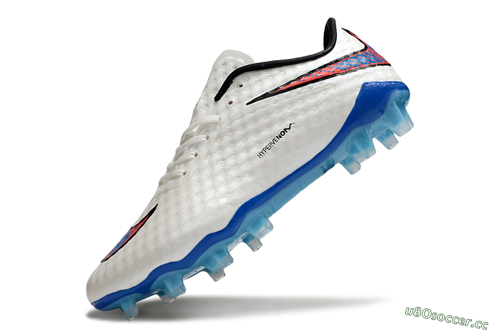 Men's Nike Hypervenom Phantom FG Firm Ground Low-Tops Football Boots - White/Red/Blue 5