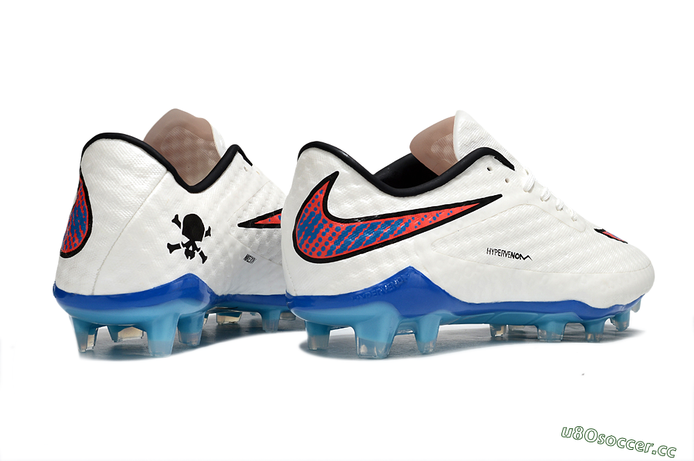 Men's Nike Hypervenom Phantom FG Firm Ground Low-Tops Football Boots - White/Red/Blue 6