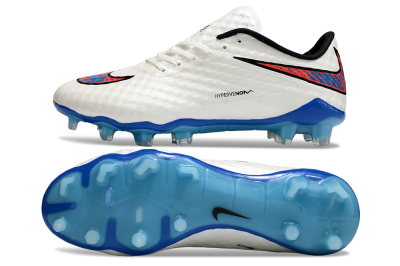 Men's Nike Hypervenom Phantom FG Firm Ground Low-Tops Football Boots - White/Red/Blue