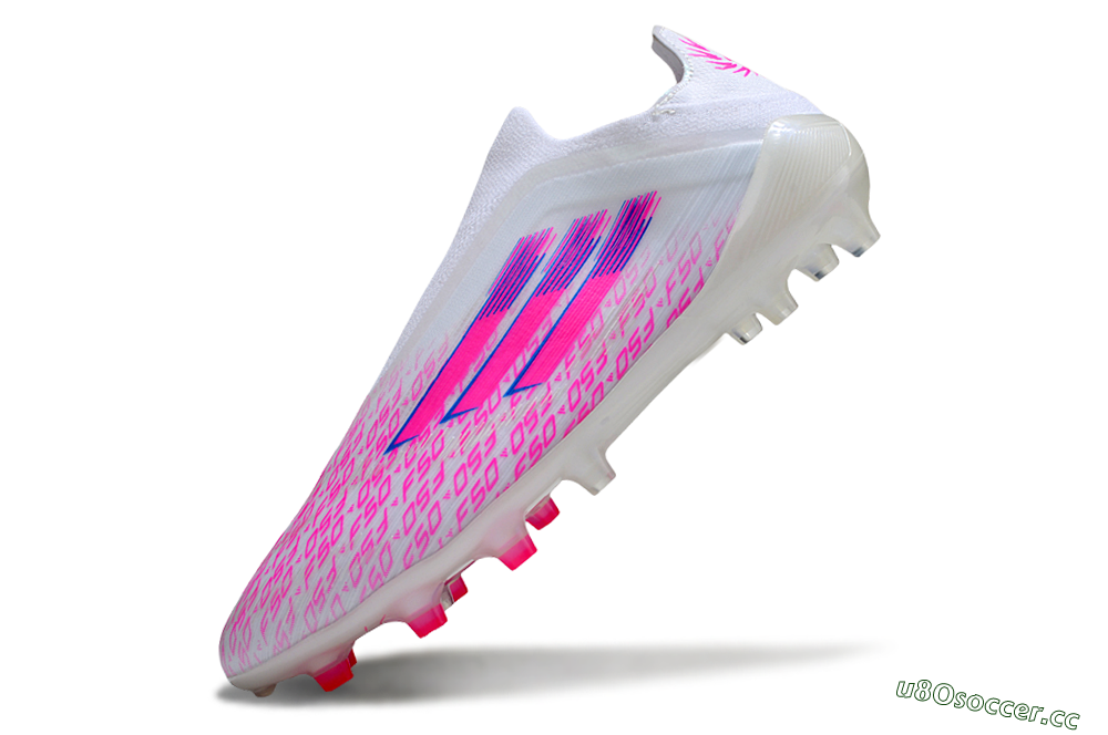 Men's Adidas F50 Elite Laceless FG Firm Ground Low-Tops Football Boots - White/Pink/Blue 5