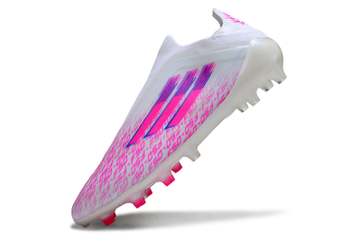 Men's Adidas F50 Elite Laceless FG Firm Ground Low-Tops Football Boots - White/Pink/Blue