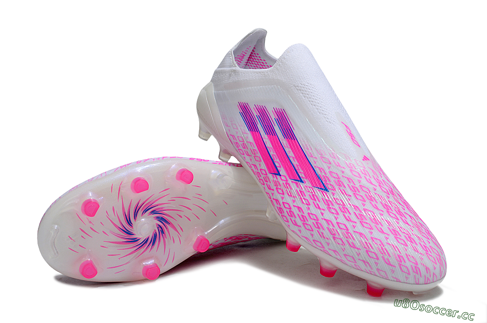 Men's Adidas F50 Elite Laceless FG Firm Ground Low-Tops Football Boots - White/Pink/Blue 3