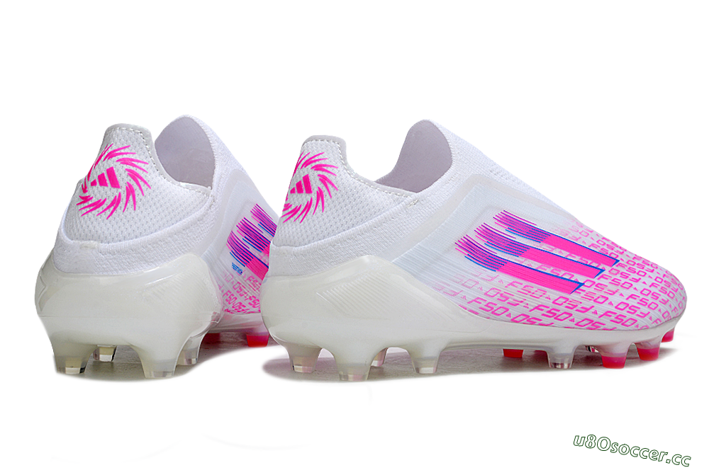Men's Adidas F50 Elite Laceless FG Firm Ground Low-Tops Football Boots - White/Pink/Blue 6