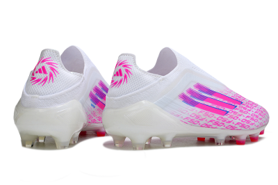 Men's Adidas F50 Elite Laceless FG Firm Ground Low-Tops Football Boots - White/Pink/Blue