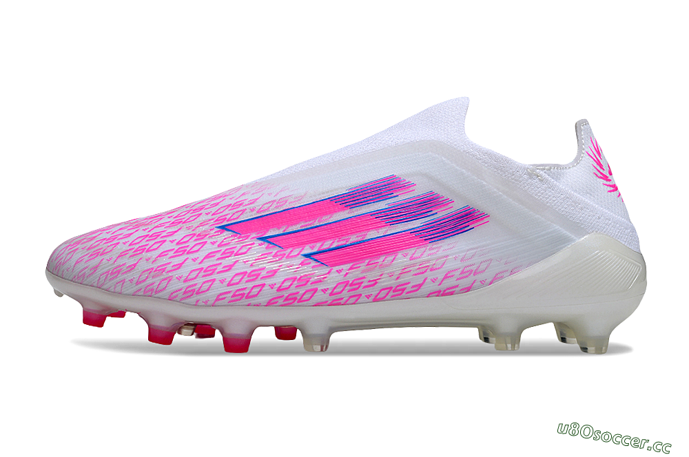 Men's Adidas F50 Elite Laceless FG Firm Ground Low-Tops Football Boots - White/Pink/Blue 0