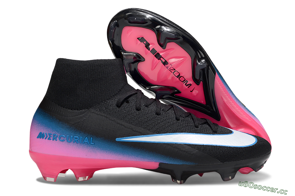 Men's Nike Air Zoom Mercurial Superfly 10 Elite SG Soft Ground High-Tops Football Boots - Black/White/Pink 2