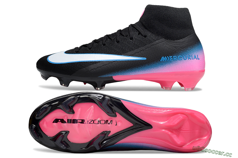 Men's Nike Air Zoom Mercurial Superfly 10 Elite SG Soft Ground High-Tops Football Boots - Black/White/Pink 1