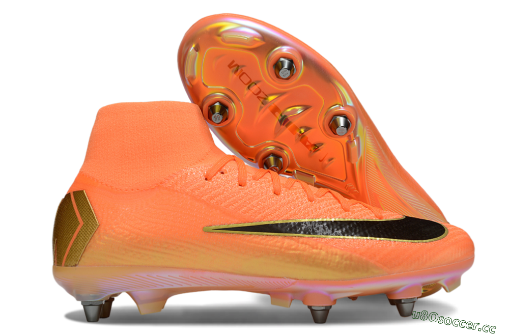 Men's Nike Air Zoom Mercurial Superfly 10 Elite SG Soft Ground High-Tops Football Boots - Red/Black/Gold 2