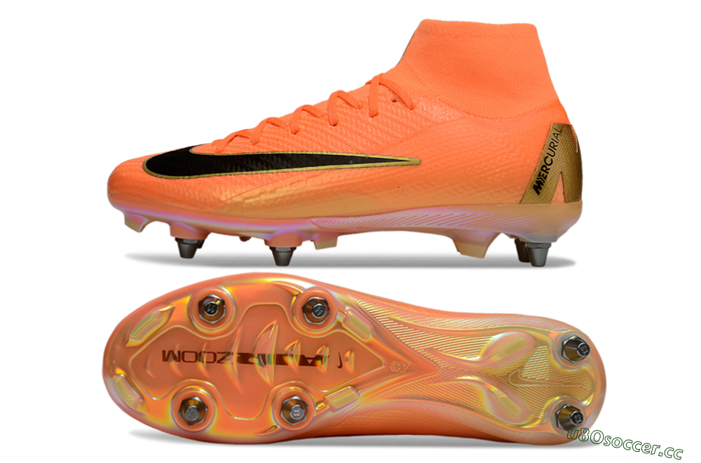Men's Nike Air Zoom Mercurial Superfly 10 Elite SG Soft Ground High-Tops Football Boots - Red/Black/Gold 1