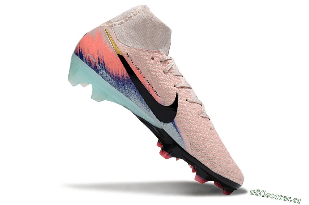 Unisex Nike Air Zoom Mercurial Superfly 10 Elite FG Firm Ground High-Tops Football Boots - Pink/Black/Gold 4