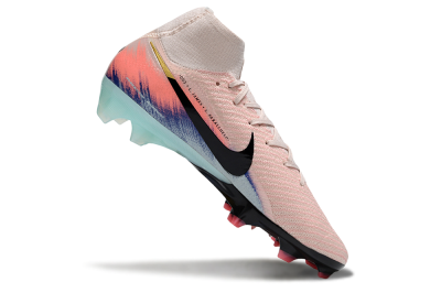Unisex Nike Air Zoom Mercurial Superfly 10 Elite FG Firm Ground High-Tops Football Boots - Pink/Black/Gold