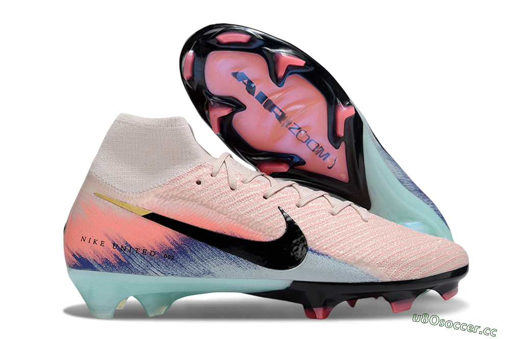 Unisex Nike Air Zoom Mercurial Superfly 10 Elite FG Firm Ground High-Tops Football Boots - Pink/Black/Gold 2