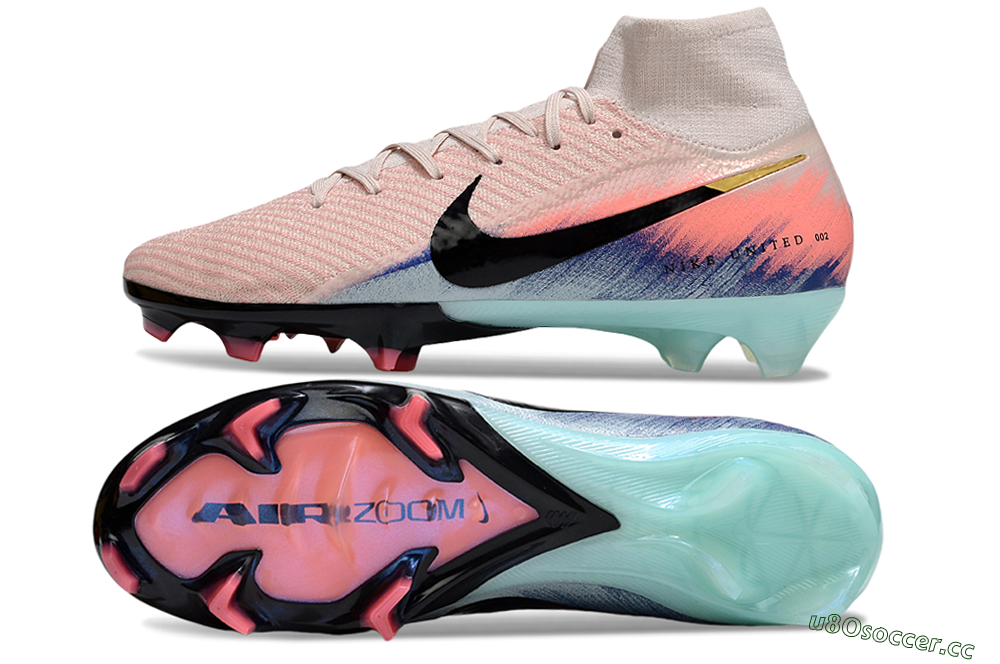 Unisex Nike Air Zoom Mercurial Superfly 10 Elite FG Firm Ground High-Tops Football Boots - Pink/Black/Gold 1