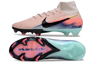 Unisex Nike Air Zoom Mercurial Superfly 10 Elite FG Firm Ground High-Tops Football Boots - Pink/Black/Gold