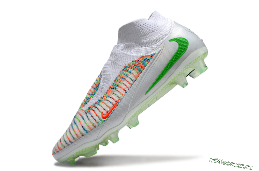 Unisex Nike Phantom 6 Elite FG Firm Ground High-Tops Football Boots - White/Red/Yellow 5