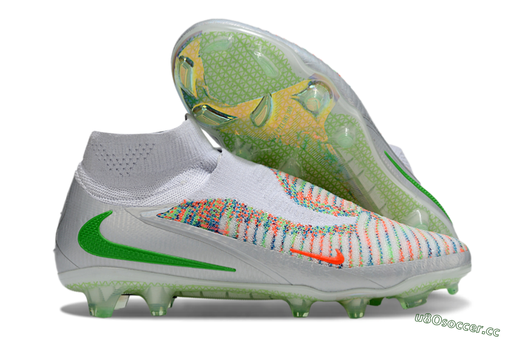 Unisex Nike Phantom 6 Elite FG Firm Ground High-Tops Football Boots - White/Red/Yellow 2