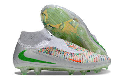 Unisex Nike Phantom 6 Elite FG Firm Ground High-Tops Football Boots - White/Red/Yellow