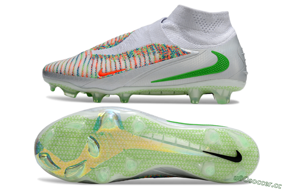 Unisex Nike Phantom 6 Elite FG Firm Ground High-Tops Football Boots - White/Red/Yellow 1