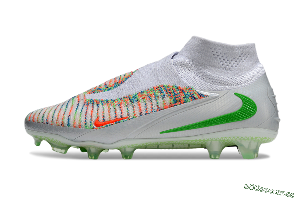 Unisex Nike Phantom 6 Elite FG Firm Ground High-Tops Football Boots - White/Red/Yellow 0