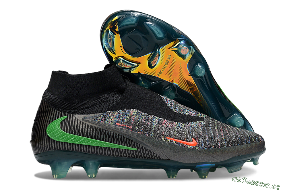 Unisex Nike Phantom 6 Elite FG Firm Ground High-Tops Football Boots - Black/Yellow/Red 2