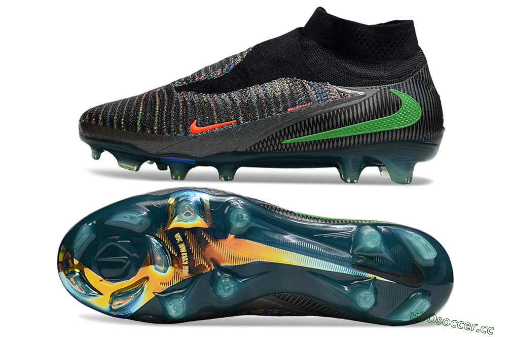 Unisex Nike Phantom 6 Elite FG Firm Ground High-Tops Football Boots - Black/Yellow/Red 1