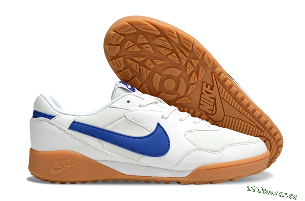 Unisex Nike Terra Manta TF Artificial Turf Low-Tops Football Shoes - White/Blue/Brown 2