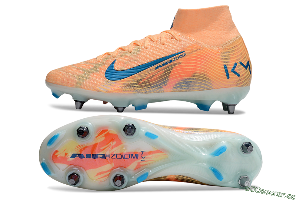 Men's Nike Air Zoom Mercurial Superfly 10 Elite SG Soft Ground High-Tops Football Boots - Pink/Blue/Whtie 1