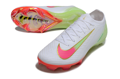 Unisex Nike Air Zoom Mercurial Vapor 16 Elite FG Firm Ground Low-Tops Football Boots - White/Pink/Yellow
