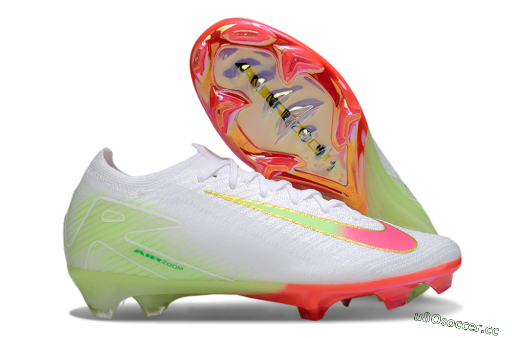 Unisex Nike Air Zoom Mercurial Vapor 16 Elite FG Firm Ground Low-Tops Football Boots - White/Pink/Yellow 2