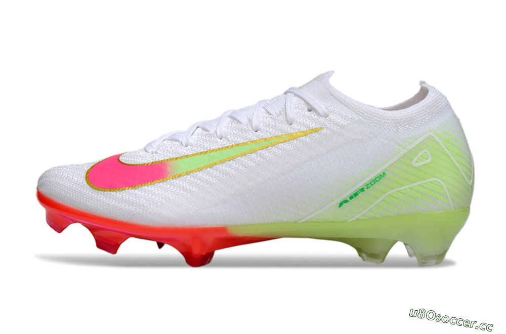 Unisex Nike Air Zoom Mercurial Vapor 16 Elite FG Firm Ground Low-Tops Football Boots - White/Pink/Yellow 0