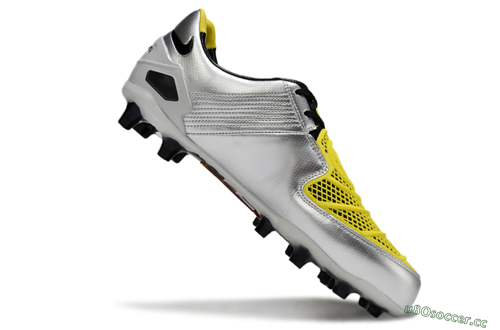 Men's Nike Air Zoom Total 90 Laser FG Firm Ground Low-Tops Football Boots - Silver/Black/Yellow 4