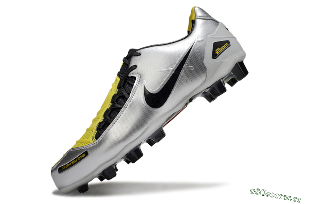 Men's Nike Air Zoom Total 90 Laser FG Firm Ground Low-Tops Football Boots - Silver/Black/Yellow 5