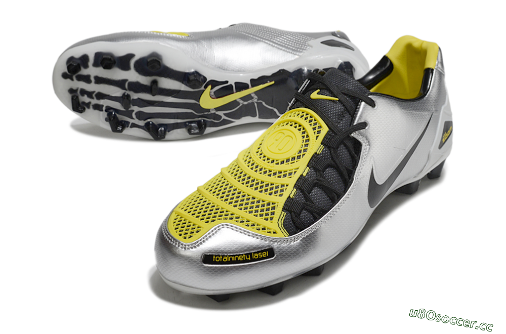 Men's Nike Air Zoom Total 90 Laser FG Firm Ground Low-Tops Football Boots - Silver/Black/Yellow 3