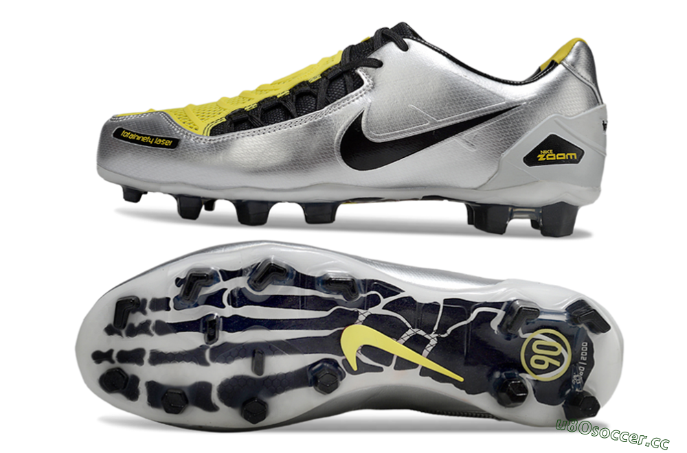Men's Nike Air Zoom Total 90 Laser FG Firm Ground Low-Tops Football Boots - Silver/Black/Yellow 1