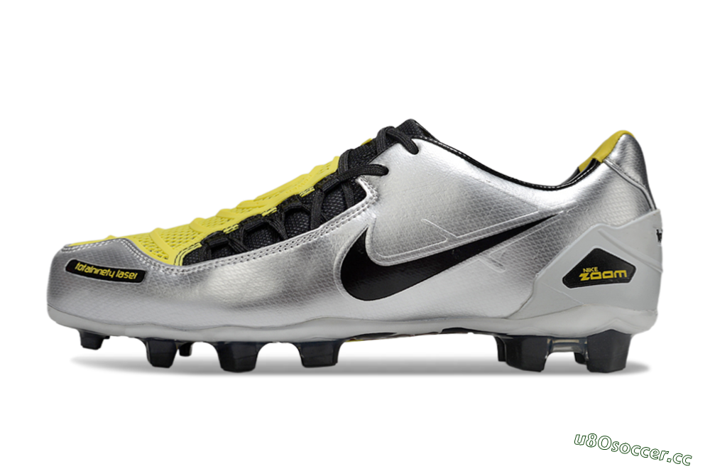 Men's Nike Air Zoom Total 90 Laser FG Firm Ground Low-Tops Football Boots - Silver/Black/Yellow 0